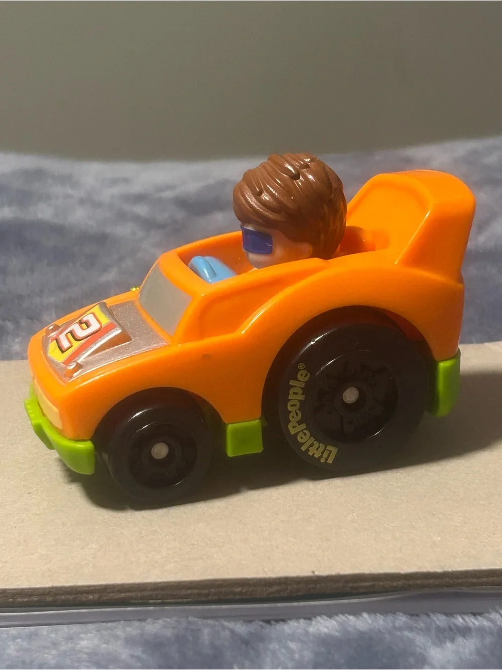 Little People Orange Kids Toy Race Car with Driver - Bright Orange & Green